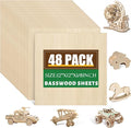 48 Pack Basswood Sheets 1/8x12x12 Inch, Unfinished Wood by ESRICH
