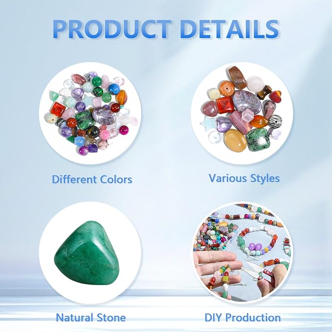Beads for Jewelry Making, Mixed Bulk Natural Assorted Stone Beads for Crafts - Image 6