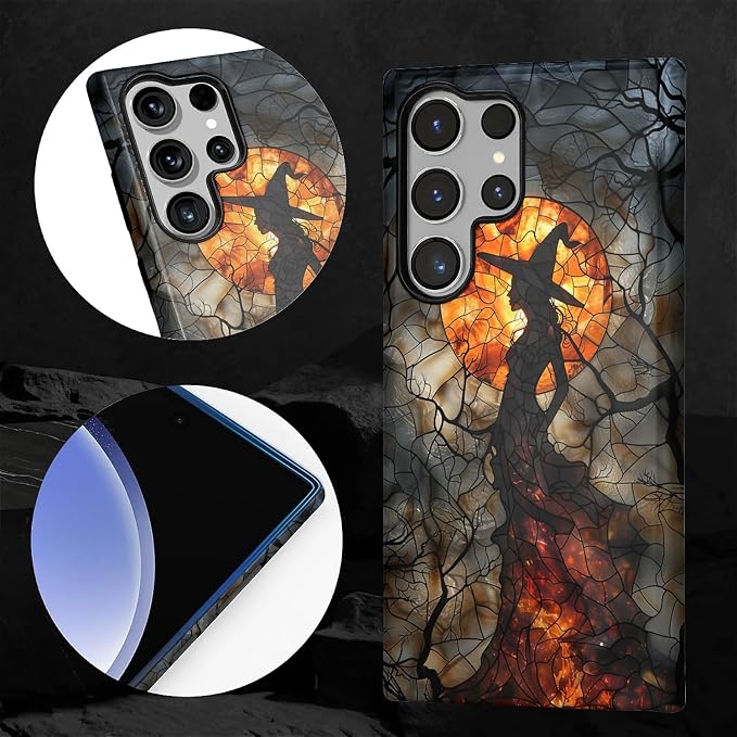 Case for Samsung Galaxy S23 Ultra Case, Halloween Witch Moon Stained Glass - Image 2