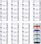 Hipiwe 8 Sets 5 Layers Clear Plastic Round Storage Jars Jewelry Bead Storage by Hipiwe