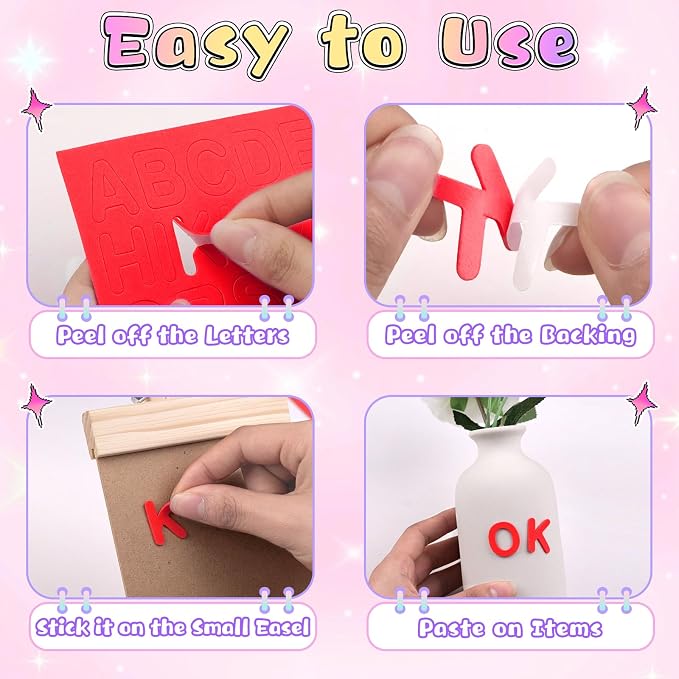 656 Pcs Foam Letter Stickers, Self-Adhesive EVA Alphabet Stickers Small 1 Inch - Image 4