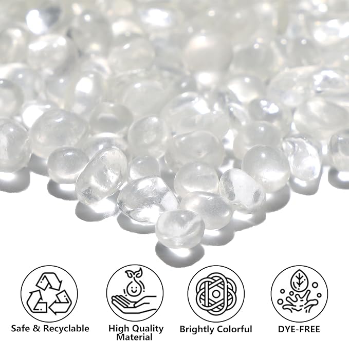 QYGL 0.55LB White Clear Glass Pebbles, Tumbled Sea Glass Stones - Image 2