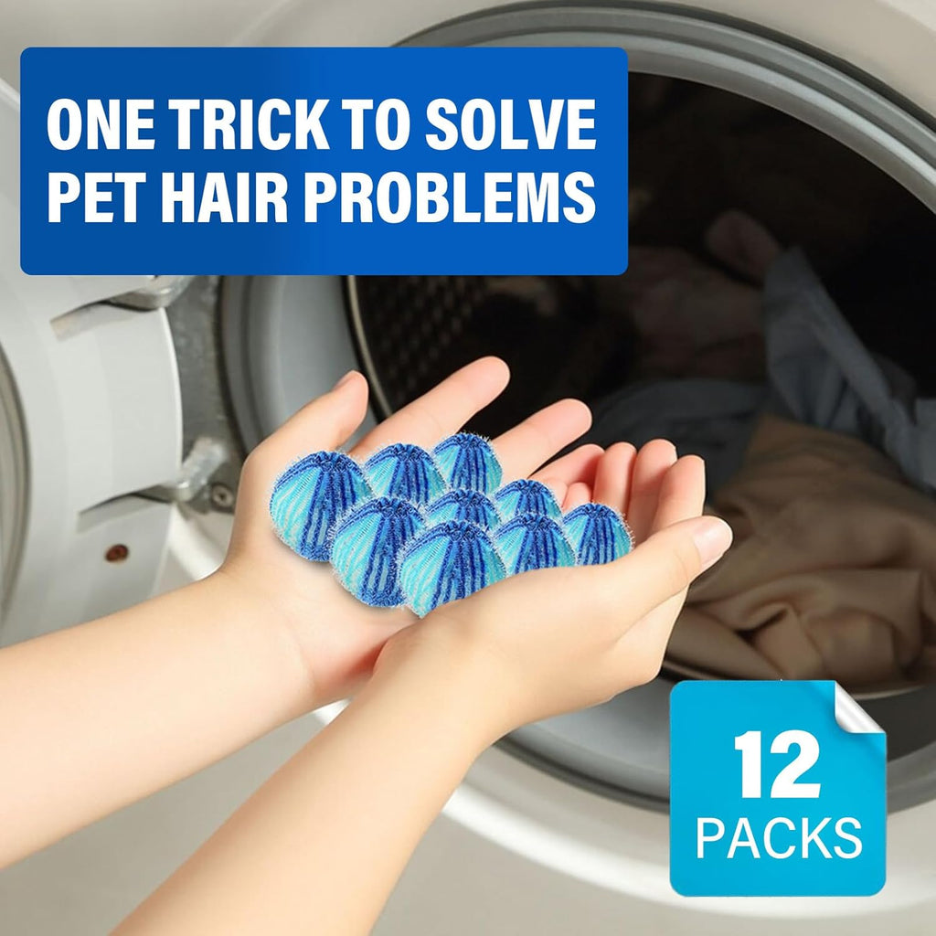 Pet Hair Remover for Laundry, Reusable Lint Traps for Washing Machine Hose, Effective Washing Balls for Pet Fur Remover 12Pcs