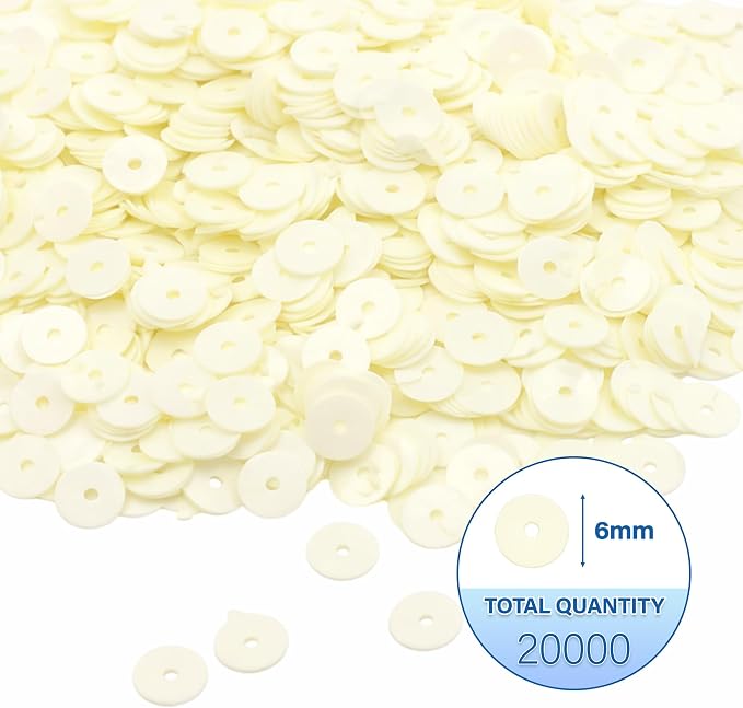 Mandala Crafts 6mm Flat Round Ivory Sequins - Image 3