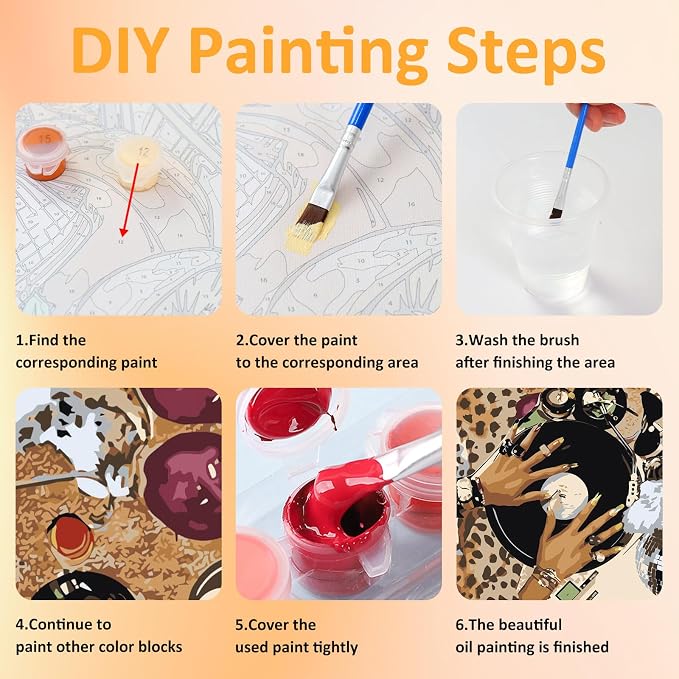 Mandun 3 Pack Paint by Numbers for Adult, Leopard Paint by Numbers Kit for - Image 8