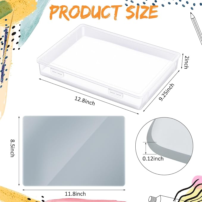 Nuanchu 1 Set Handy Glass Oil Paint Palette Included 12.8 x 9.25 Inches - Image 3