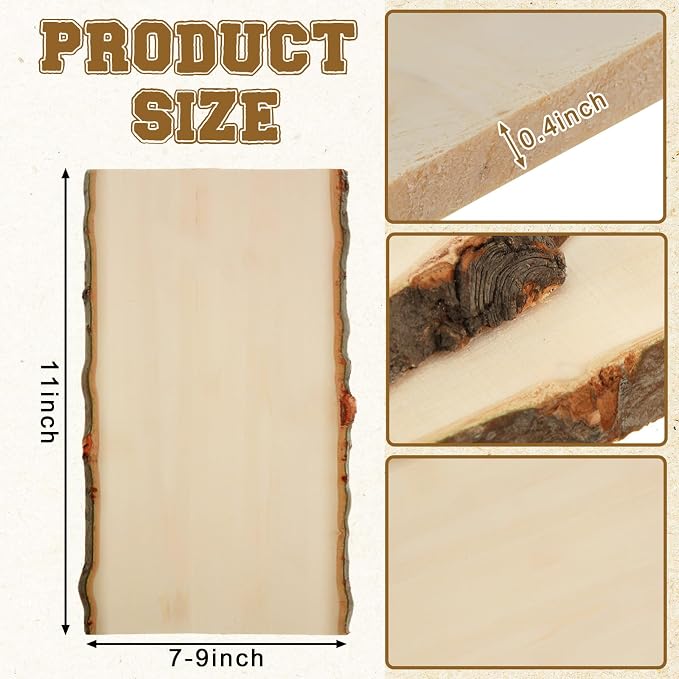 Briwooody 6 Pack Hollow Wood Plank Live Edge Woodslab Unfinished Wood Boards - Image 2