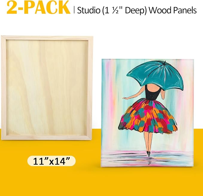 Falling in Art 2 Pack 11x14'' Unfinished Gallery Birch Wood Canvas Panels | 1 - Image 6