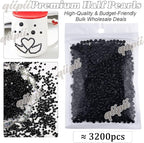 qiipii 3200PCS 4mm Small Pure Black Round Half Round Pearls - Image 2