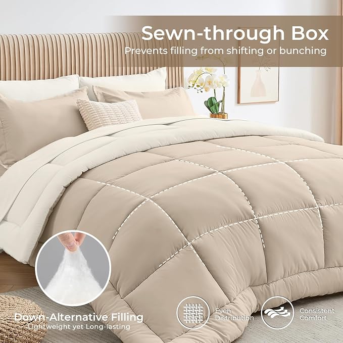Sasttie King Size Comforter Set, 7 Pieces Reversible Bed in a Bag King - Image 3