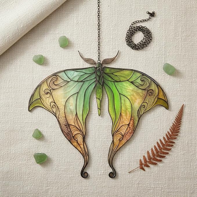 Green Luna Moth Acrylic Suncatcher - Image 2