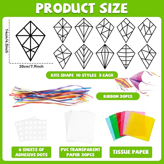 Lonfliness 30 Sets Sunday School Kite Suncatcher Crafts VBS DIY Window Stain - Image 2