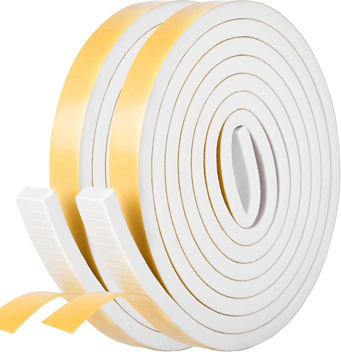 Kikerike Self Adhesive Foam Tape Weatherstrip 3/4in x 3/8in x 20Ft High Density by Kikerike