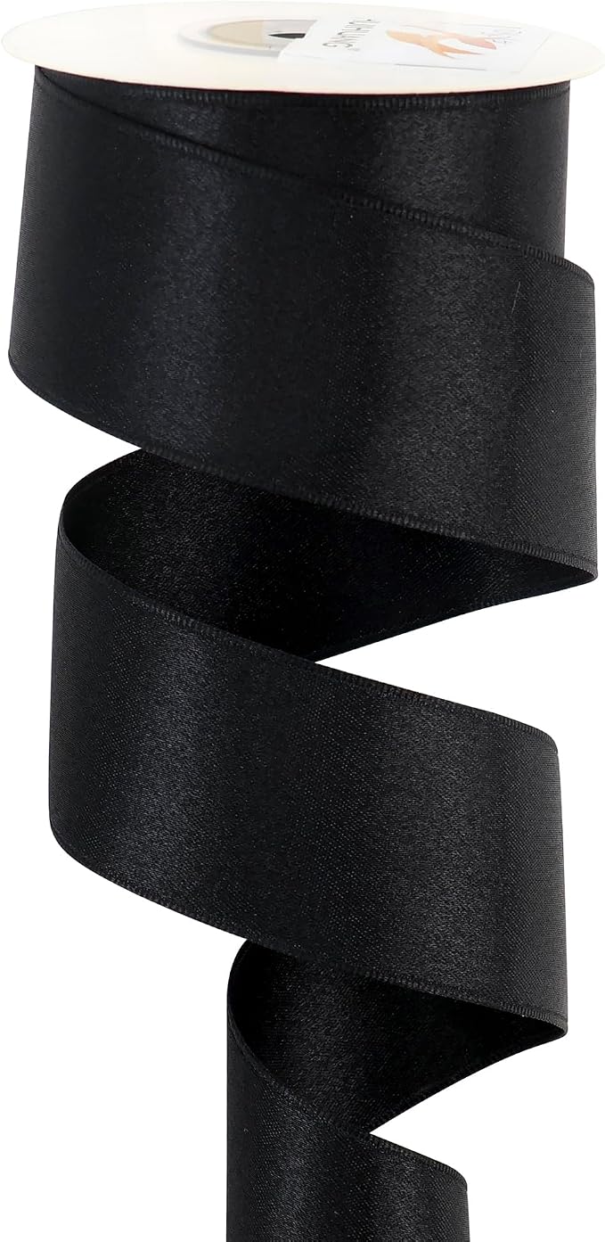 HUIHUANG Black Satin Wired Ribbon 1-1/2 inch Double-Faced Satin Wire Edge Ribbon - Image 7
