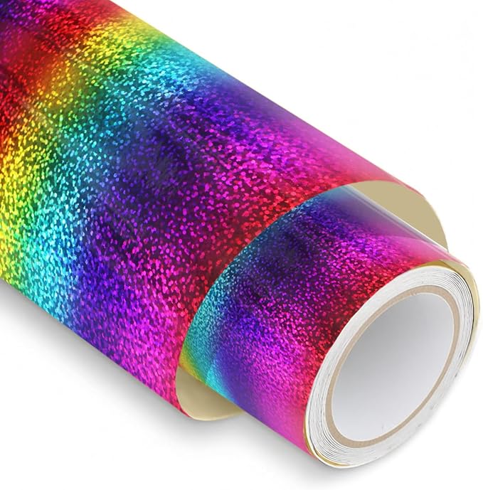Glitter Rainbow Gradient Permanent Adhesive Vinyl 12'' x 5FT Iridescent Sparkle by Unknown