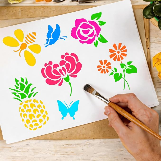 50 Pcs Large Flower Stencils for Painting, 3.94 X 3.94 Inch Flower Stencils for - Image 4