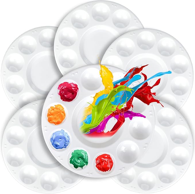 FANDAMEI Round Paint Palettes Plastic Paint Tray Palettes, Paint Pallets by FANDAMEI