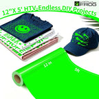 VINYL FROG Neon Green Heat Transfer Vinyl Roll 12" x5ft Matte HTV Vinyl | Neon - Image 2
