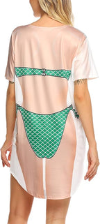 Ekouaer Women's Bikini Shirt Cover Up Short Sleeve Cute Bikini Print Cover-Up - Image 4