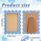 AceOrbit 4x6 Inches Haze Blue Flower Wavy Picture Frame Cute Wavy Edge Wooden - Image 2