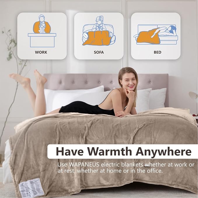 Wapaneus Heated Blanket Electric Queen Size 84"x90"-Dual Control - Image 4