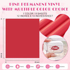 Tintnut Red Permanent Vinyl 8 Sheets 12''x10'' Solid Color Adhesive Vinyl | - Image 2