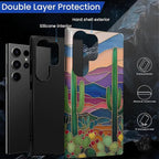 for Samsung Galaxy S24 Ultra Case, Stained Glass Cactus Pattern Glossy 2 in 1 - Image 4