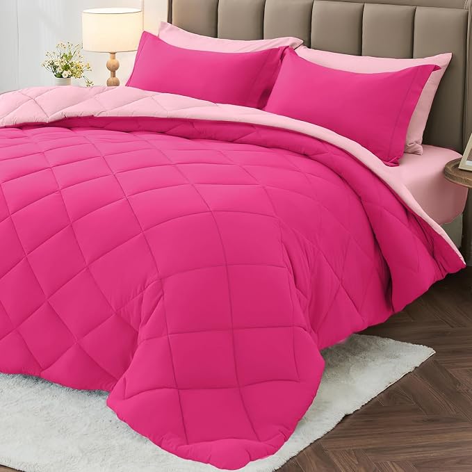 MUXHOMO 7 Pieces Queen Comforter Set, Reversible Bed in a Bag Queen Size by MUXHOMO