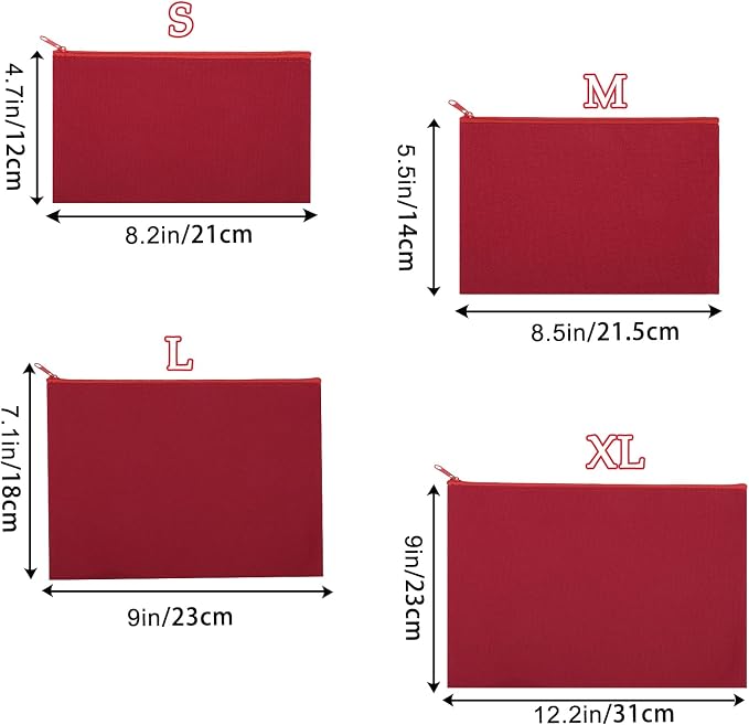 12 Pieces Cotton Canvas Makeup Bag, Blank DIY Craft Bag - Image 7