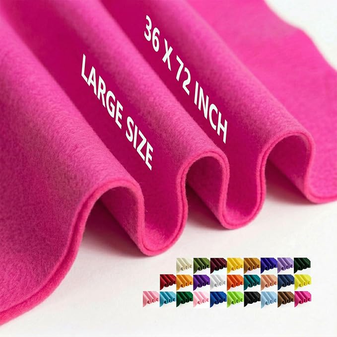 Hot Pink Felt Fabric 36" x 72" 1.6mm Thick Large Craft Sheet | Soft, Flexible by MEDIANER