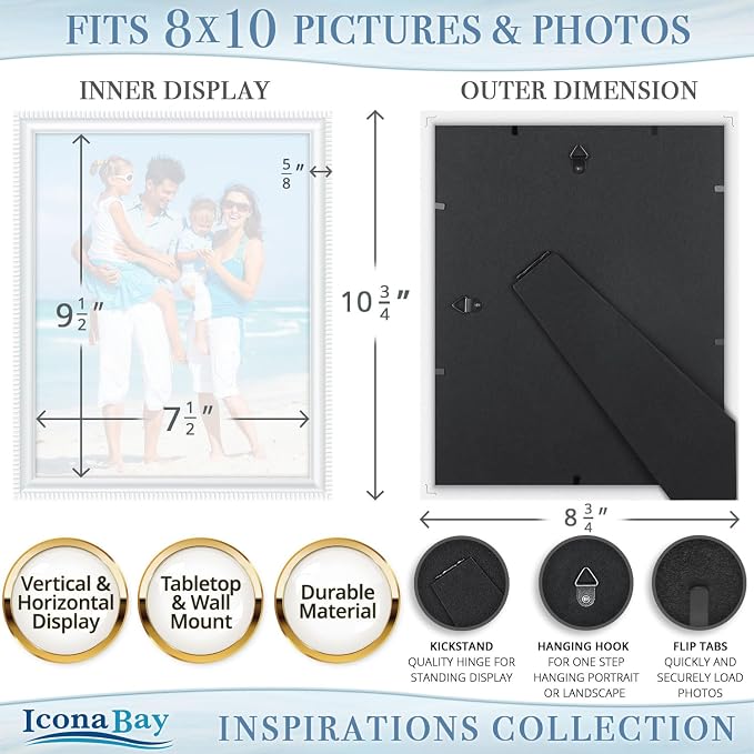 Icona Bay 8x10 Picture Frames, 6 Pack, Contemporary, Inspirations | These Icona - Image 3