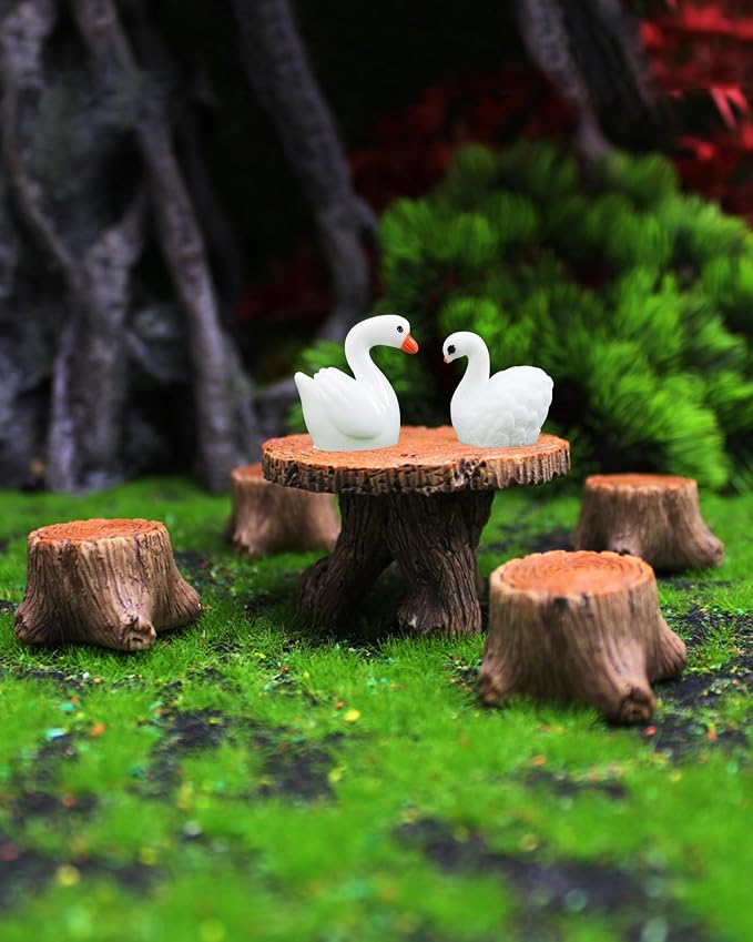 Miniature Garden Furniture Resin Table Chairs Figurines, Fairy Garden - Image 6