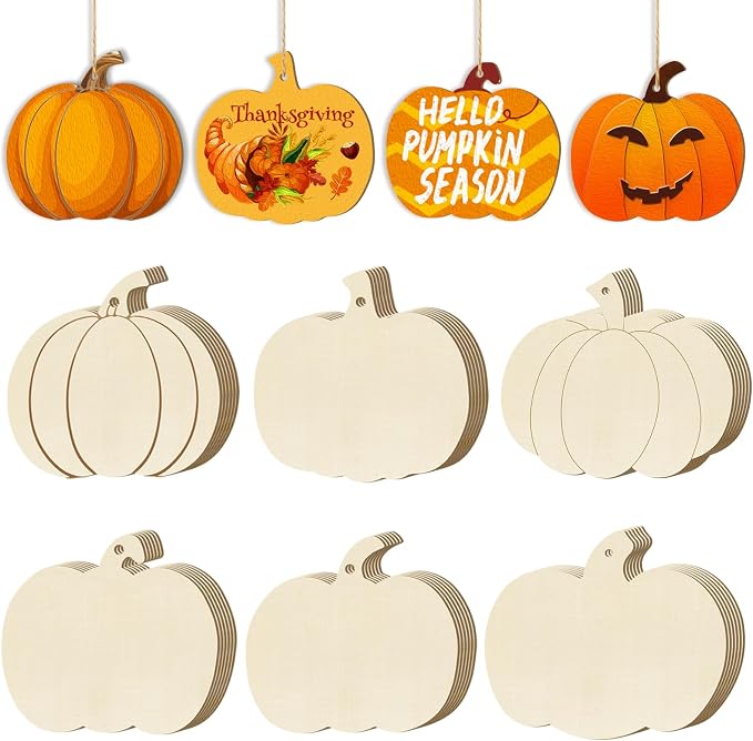 36Pcs Wooden Pumpkins Ornaments to Paint Halloween Thanksgiving Decoration by Sophena