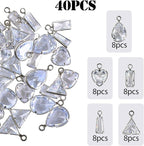 stino Tiny Crystal Clear Cubic Zirconia Charms Set, 40 Pieces | Mixed Shapes - Image 2