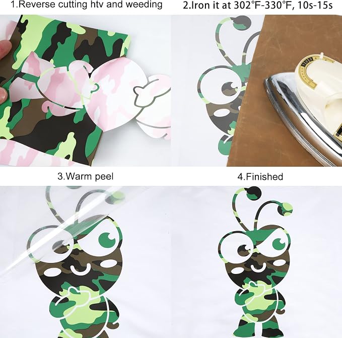FUNKAKA Camo Army Green HTV Heat Transfer Vinyl Bundle, 10 Sheets PU HTV Vinyl - Image 5