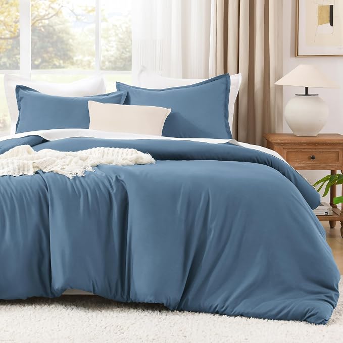 Litanika Comforters Full Size Ocean Blue, 3 Pieces Lightweight Solid Bedding - Image 2