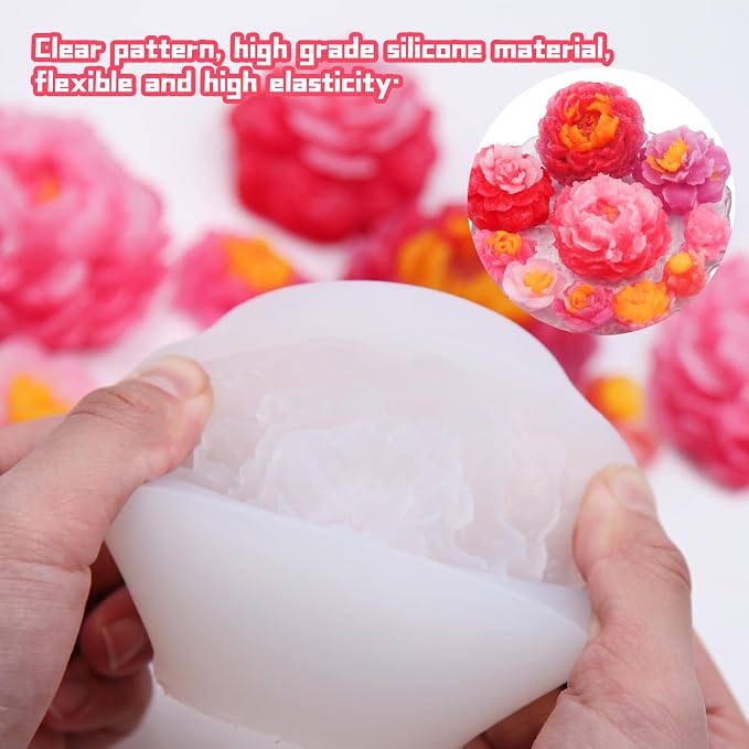 EuTengHao Peony Silicone Mold Set Flower Silicone Casting Mold Rose Resin Mold - Image 4