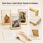 AceList Floating Picture Frame, 3 Pack 8x10 Gold Double Glass | Clear - Image 5