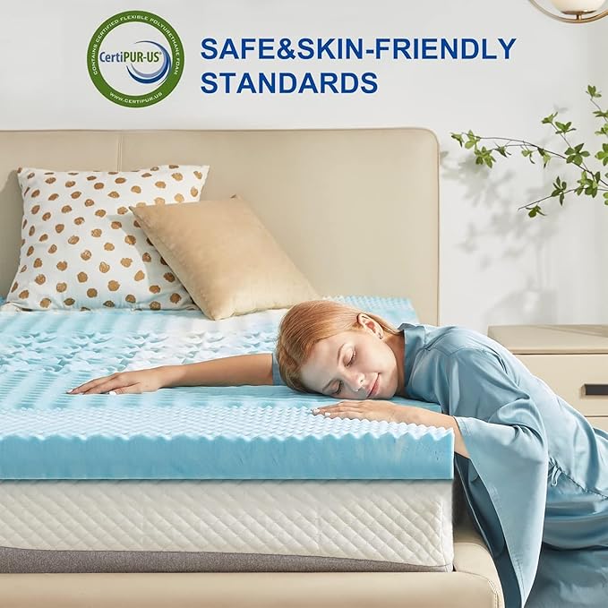 SINWEEK 1.5 Inch Mattress Topper 5-Zone Memory Foam Mattress Topper Pressure - Image 4