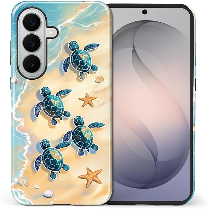 for Samsung Galaxy S26+ Case, Sea Turtle Beach Pattern Glossy 2 in 1 Shockproof - Image 2