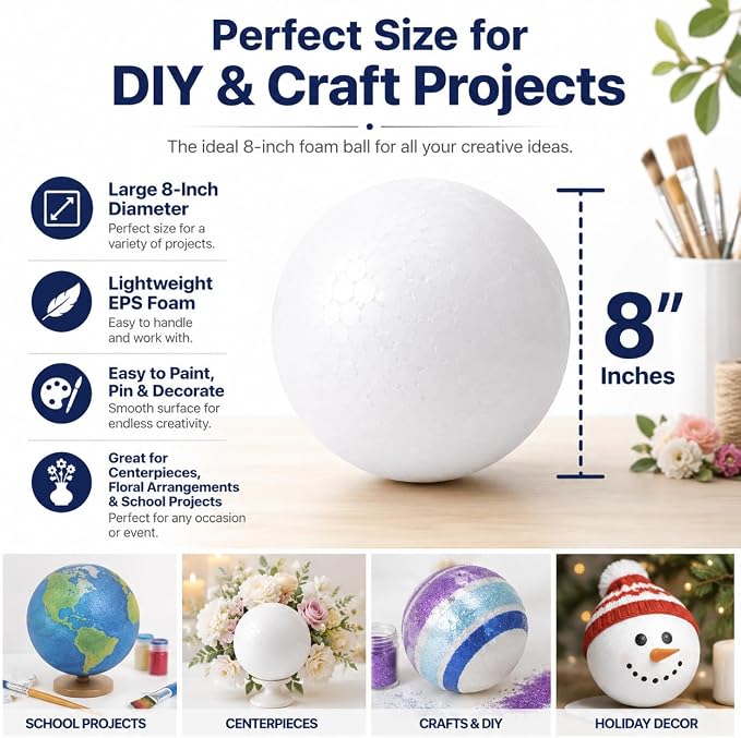 Evershine 2 Pack 8 Inch Craft Foam Ball - Image 2