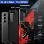 for Samsung Galaxy S23 Case, Cool Dinosaur Red Black Pattern Glossy 2 in 1 - Image 3