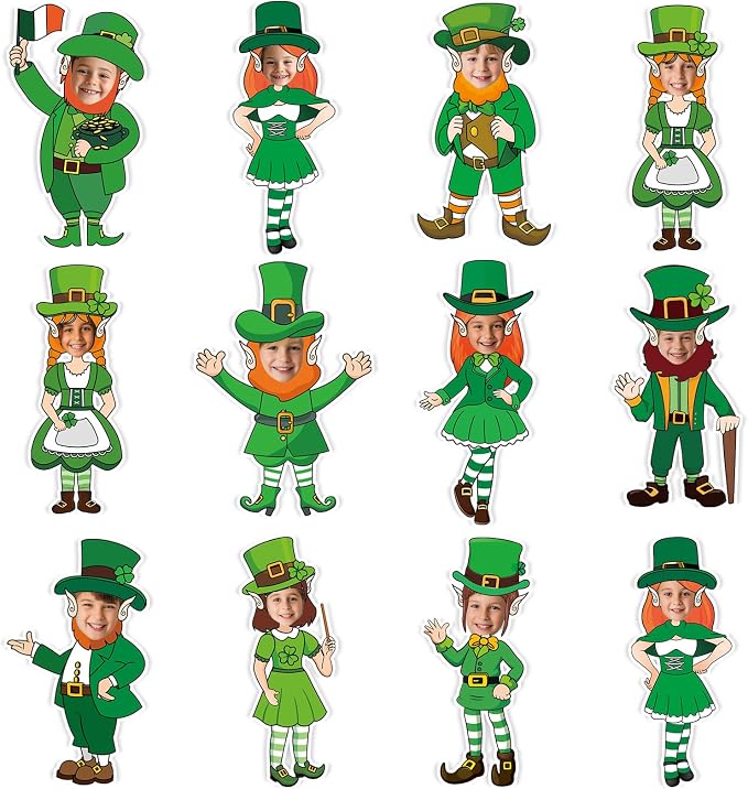 OBUSATT 60 Pcs St. Patrick's Day Leprechaun Theme Cutouts March Bulletin Board by OBUSATT