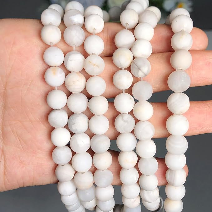 4mm Matte White Quartz Bead, 15-Inch Matte Round Loose Stone Beads - Image 8