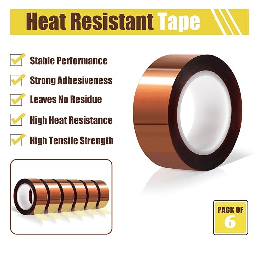 MEBMIK 6 Rolls 20mm x16m Heat Tape High Temperature Heat Resistant Tape Heat - Image 3