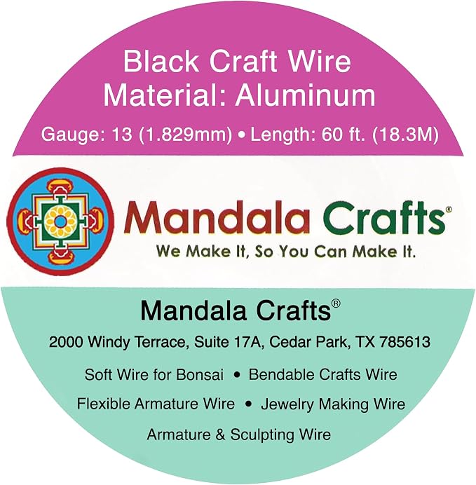 Mandala Crafts 13 Gauge Black Anodized Aluminum Craft Wire, 60 FT | Colored - Image 3