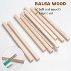 Balsa Wood Sticks Balsa Wood Strips 5/8" x 12", Unfinished Wood Dowel Rods - Image 4