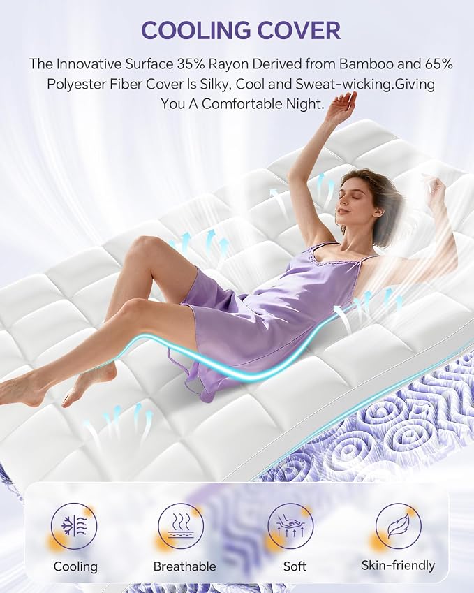 ChiXpace Dual Layer 5 Inch Memory Foam Mattress Topper Queen - Image 6