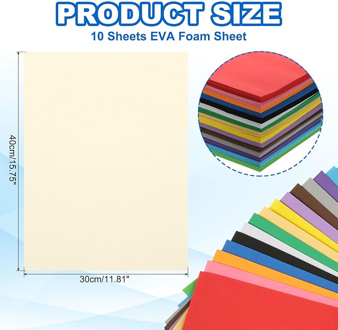 PATIKIL 10Pcs Beige EVA Foam Sheets, 15.7 x 11.8 Inches 1mm Thick Foam Sheets - Image 2