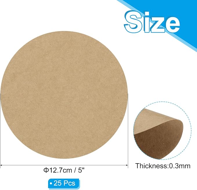 PATIKIL 5inch Circle Card Stock, Kraft Color - Image 2